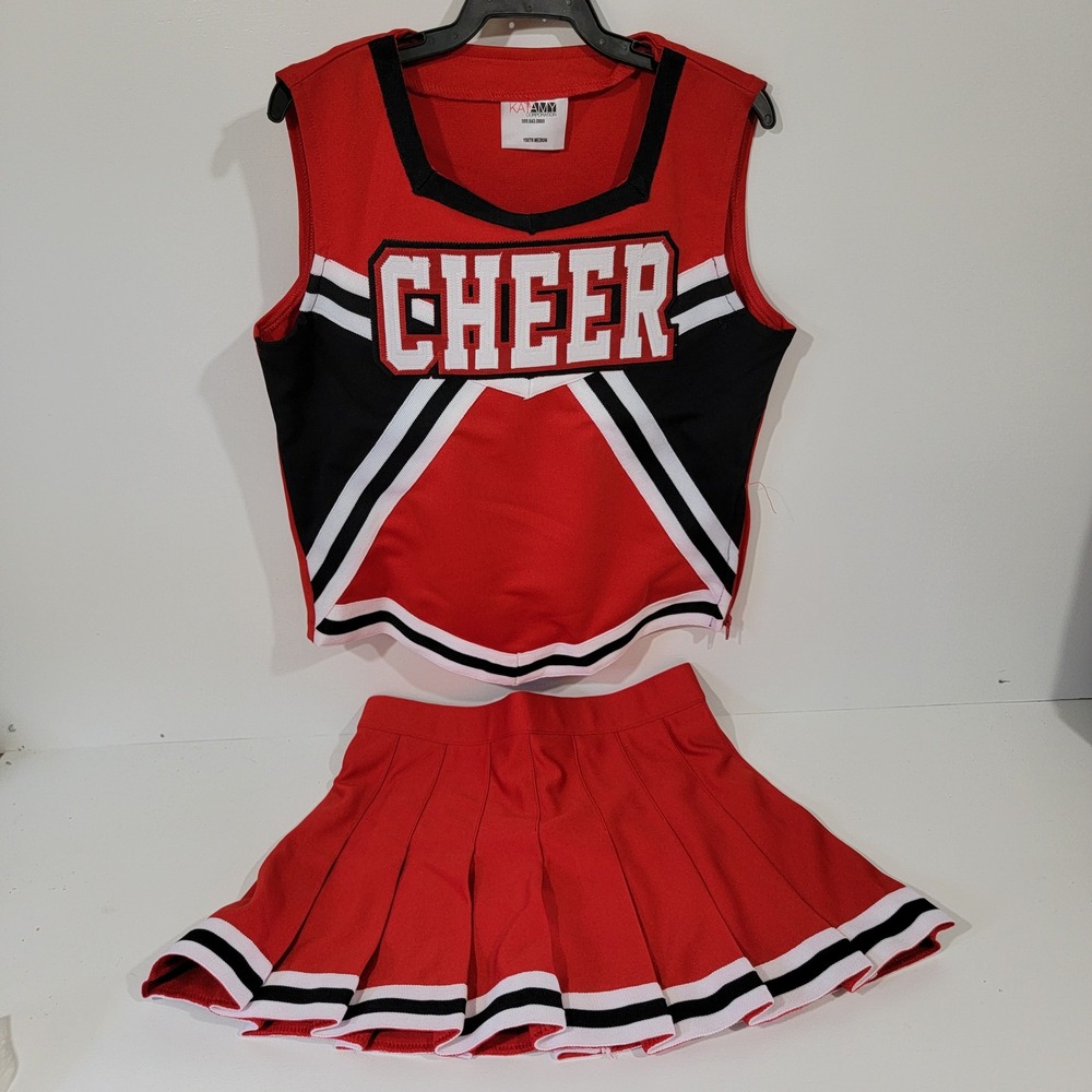 Katamy Corporation Kids Youth Medium Cheerleading Uniform Set Red Black White